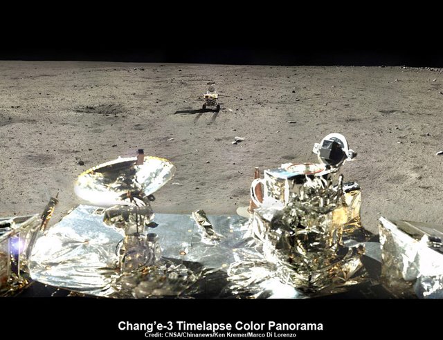 Yutu Rover from Chang'e 3 lander's perspective